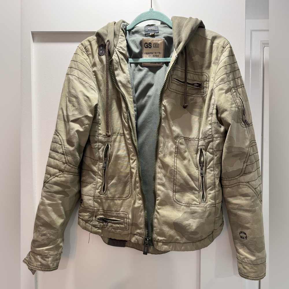 G star Raw camo bomber hoodie fall jacket